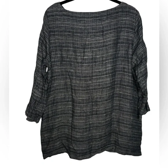 Eileen Fisher Coastline Organic Linen Tunic Top Size Large Lagenlook Cottagecore - Picture 8 of 12